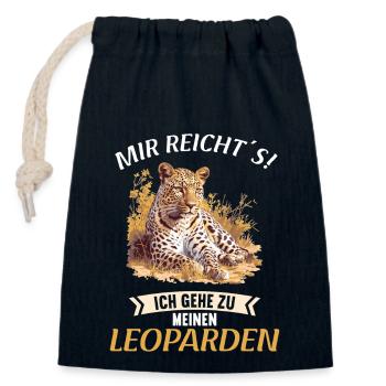 Leoparden Leopard - Closable cotton gift bag (14x20cm) - navy - Front