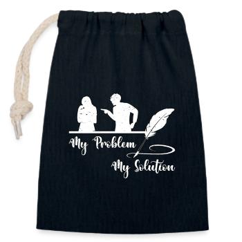 Poetry Lover My Problem My Solution Pictogram Mom - Closable cotton gift bag (14x20cm) - navy - Front