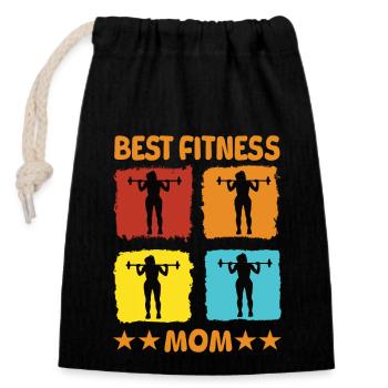 Best Fitness Mom - Closable cotton gift bag (14x20cm) - black - Front