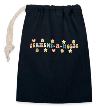 Amateur de kombucha Ferment-A-Holic Fun - Sac cadeau en coton avec cordon (14 x 20 cm) - bleu marine - Devant