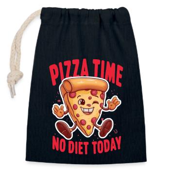 pizza time - humour regime - Sac cadeau en coton avec cordon (14 x 20 cm) - bleu marine - Devant