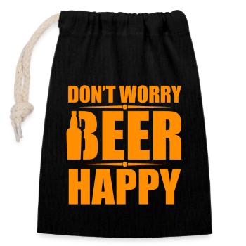 Dont WorryBeer Happy funny Beer Quotes - Verschließbarer Geschenkbeutel aus Baumwolle (14x20cm) - Schwarz - Vorne