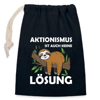 Lustiges Faultier, keine Lust - Verschließbarer Geschenkbeutel aus Baumwolle (14x20cm) - Navy - Vorne