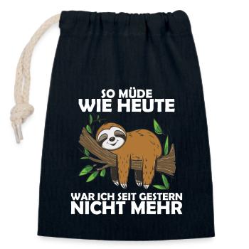 Lustiges Faultier, keine Lust - Verschließbarer Geschenkbeutel aus Baumwolle (14x20cm) - Navy - Vorne