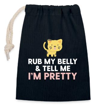 Gelbes Kätzchen - Reib meinen Bauch und sag mir, dass ich hübsch bin - Verschließbarer Geschenkbeutel aus Baumwolle (14x20cm) - Navy - Vorne