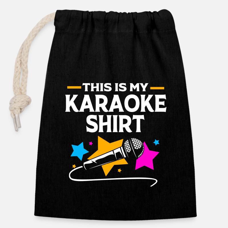 Karaoke - Verschließbarer Geschenkbeutel aus Baumwolle (14x20cm) - Schwarz