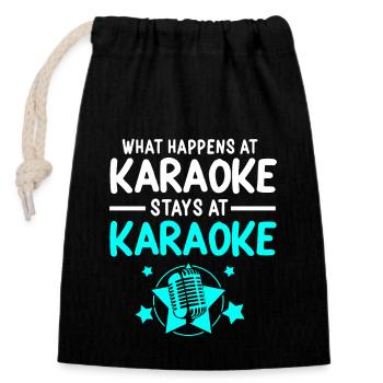 Karaoke - Verschließbarer Geschenkbeutel aus Baumwolle (14x20cm) - Schwarz - Vorne