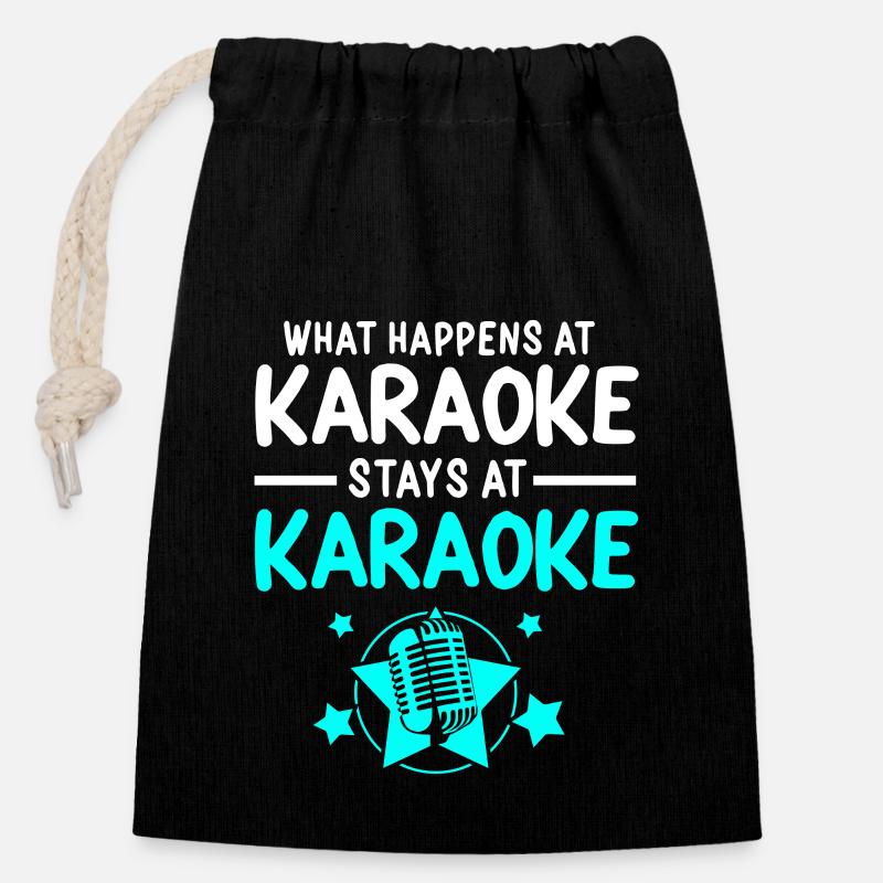Karaoke - Verschließbarer Geschenkbeutel aus Baumwolle (14x20cm) - Schwarz