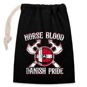 Danemark : Nordic Blood - Danish Pride - Sac cadeau en coton avec cordon (14 x 20 cm) - noir - Devant