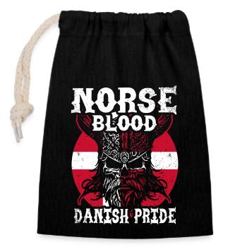 Danemark : Nordic Blood - Danish Pride - Sac cadeau en coton avec cordon (14 x 20 cm) - noir - Devant