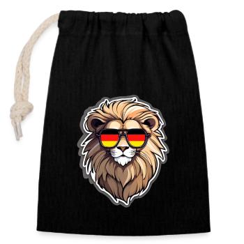 Lion with sunglasses Germany - Closable cotton gift bag (14x20cm) - black - Front