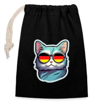 Chat - Sac cadeau en coton avec cordon (14 x 20 cm) - noir - Devant