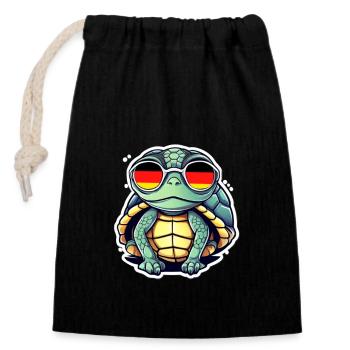 Turtle - Closable cotton gift bag (14x20cm) - black - Front