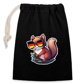 Squirrel Germany Football - Closable cotton gift bag (14x20cm) - black - Front