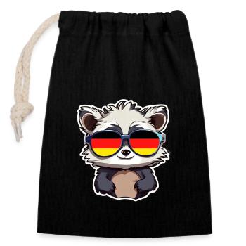 Raccoon with sunglasses Germany Football - Closable cotton gift bag (14x20cm) - black - Front