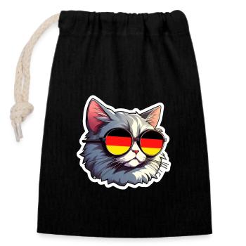 Chat - Sac cadeau en coton avec cordon (14 x 20 cm) - noir - Devant