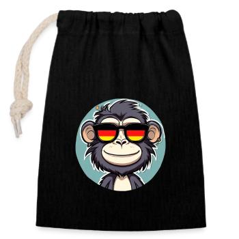 Monkey - Closable cotton gift bag (14x20cm) - black - Front