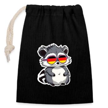 Germany Raccoon - Closable cotton gift bag (14x20cm) - black - Front
