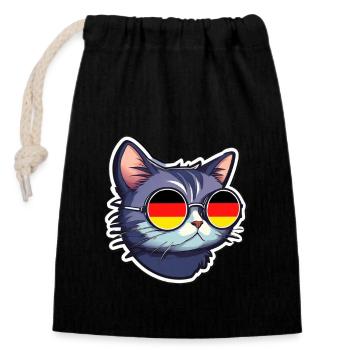Germany Cat with Sunglasses - Closable cotton gift bag (14x20cm) - black - Front