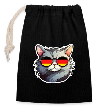 Germany Cat with Sunglasses - Closable cotton gift bag (14x20cm) - black - Front