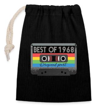 Le meilleur de 1968 Vintage Cassette Rétro Anniversaire - Sac cadeau en coton avec cordon (14 x 20 cm) - noir - Devant