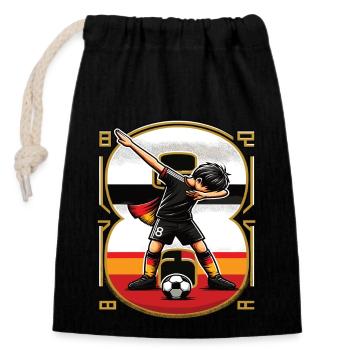 8 Years Boy Soccer Black Red Gold - Closable cotton gift bag (14x20cm) - black - Front