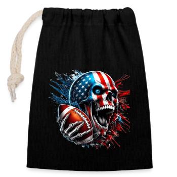 American Football Totenkopf U. S. FLag - Verschließbarer Geschenkbeutel aus Baumwolle (14x20cm) - Schwarz - Vorne