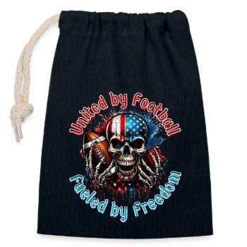 4. Juli American Football Skull U. S. FLag - Verschließbarer Geschenkbeutel aus Baumwolle (14x20cm) - Navy - Vorne