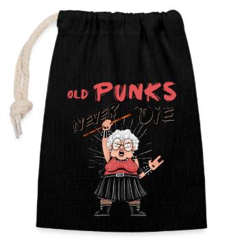 Les vieux punks ne meurent jamais - Punk Rock - Cette grand-mère - Sac cadeau en coton avec cordon (14 x 20 cm) - noir - Devant