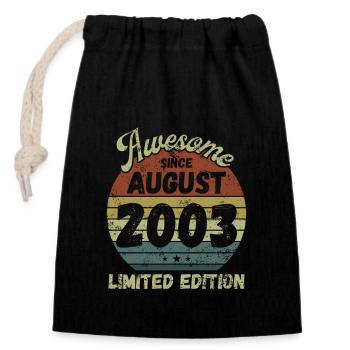 Awesome since August 2003 - Birthday - Closable cotton gift bag (14x20cm) - black - Front