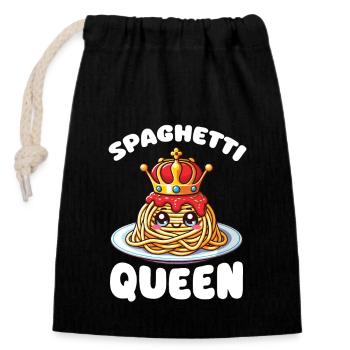 Noodles Kawaii Spaghetti Queen Lover Pasta Italian - Closable cotton gift bag (14x20cm) - black - Front