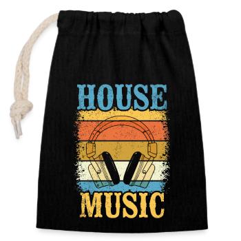 House Musik - Verschließbarer Geschenkbeutel aus Baumwolle (14x20cm) - Schwarz - Vorne