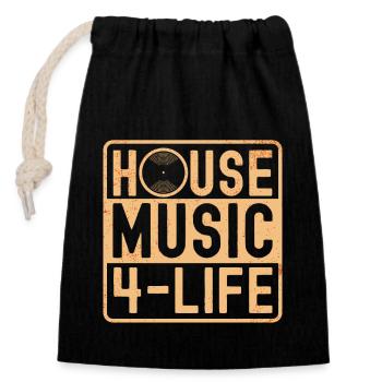 House Musik - Verschließbarer Geschenkbeutel aus Baumwolle (14x20cm) - Schwarz - Vorne