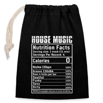 House Musik - Verschließbarer Geschenkbeutel aus Baumwolle (14x20cm) - Schwarz - Vorne