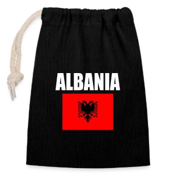 Albania Albanien - Verschließbarer Geschenkbeutel aus Baumwolle (14x20cm) - Schwarz - Vorne