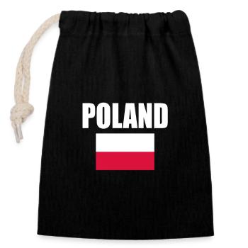 Fußball Flagge Polen Poland Fahne Fan - Verschließbarer Geschenkbeutel aus Baumwolle (14x20cm) - Schwarz - Vorne