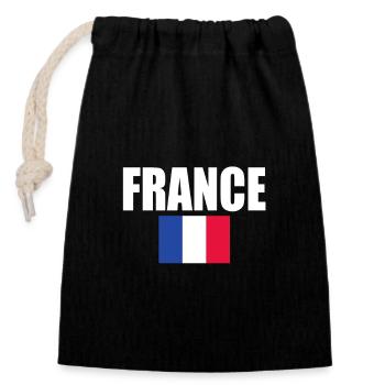 France - Closable cotton gift bag (14x20cm) - black - Front
