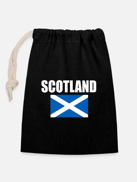 Scotland - Closable cotton gift bag (14x20cm) - black