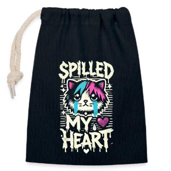 Emo Cat Design for Gothic Cat Lovers and - Closable cotton gift bag (14x20cm) - navy - Front