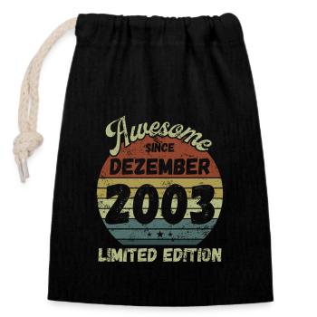 Awesome since December 2003 - Birthday - Closable cotton gift bag (14x20cm) - black - Front