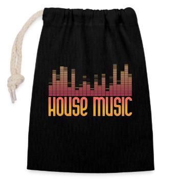 House Musik - Verschließbarer Geschenkbeutel aus Baumwolle (14x20cm) - Schwarz - Vorne