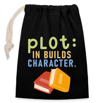 Plot It Builds Charactet Book Writing Writer - Verschließbarer Geschenkbeutel aus Baumwolle (14x20cm) - Schwarz - Vorne