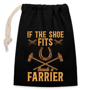 Farrier Horseshoe Horseshoeing - Closable cotton gift bag (14x20cm) - black - Front
