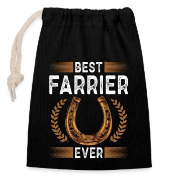 Farrier Horseshoe Horseshoeing - Closable cotton gift bag (14x20cm) - black - Front