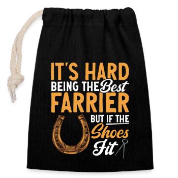 Farrier Horseshoe Horseshoeing - Closable cotton gift bag (14x20cm) - black - Front