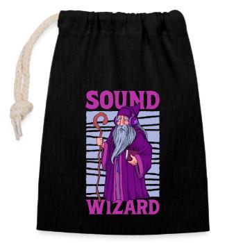 Sound Wizard - Ingénieur du son - Sac cadeau en coton avec cordon (14 x 20 cm) - noir - Devant