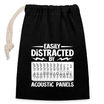 Distracted by mixer - sound engineer - Closable cotton gift bag (14x20cm) - black - Front