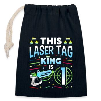 Lasertag King Is 1 Birthday Boy Indoor Laser Tag - Verschließbarer Geschenkbeutel aus Baumwolle (14x20cm) - Navy - Vorne