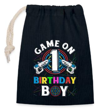 Lasertag Game On 1 Birthday Boy Indoor Laser Tag - Verschließbarer Geschenkbeutel aus Baumwolle (14x20cm) - Navy - Vorne