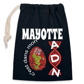 idee cadeau design graphique carte de Mayotte 976 - Sac cadeau en coton avec cordon (14 x 20 cm) - bleu marine - Devant